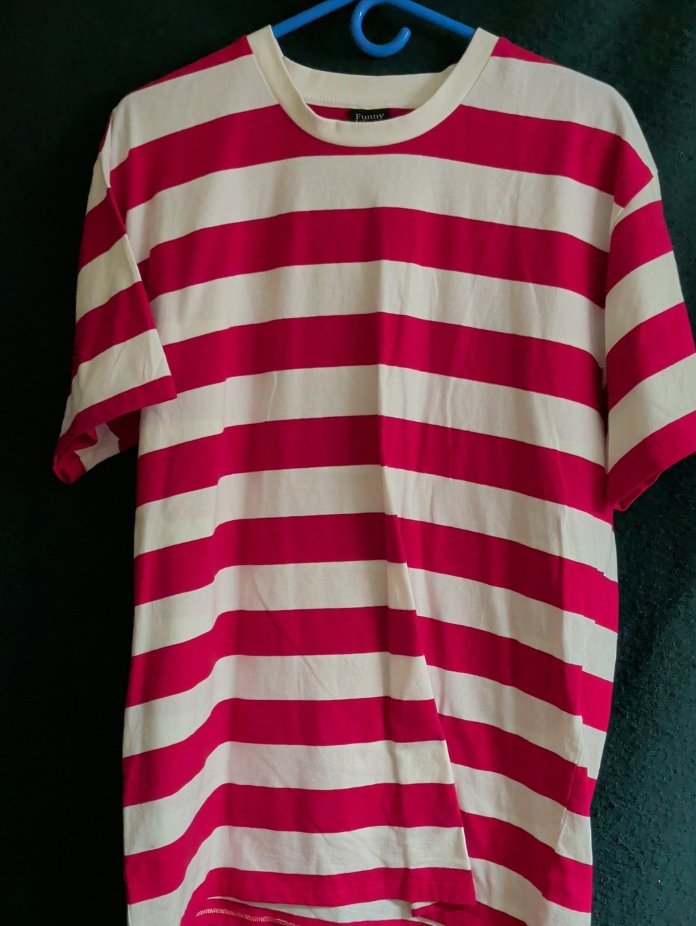 Short-Sleeve Striped Crew Tee in Red & White